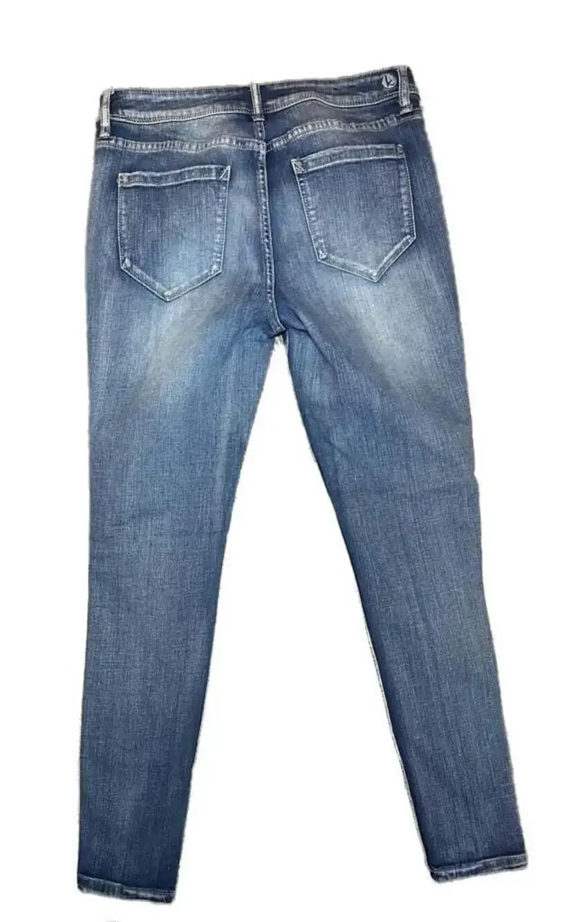 Kensie Jeans Women's Blue Denim Mid-Rise Skinny Jeans with Side Stripe Detail Si